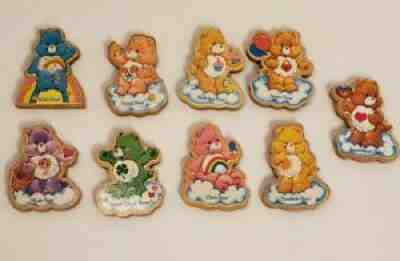 Vintage Care Bears 9 Pc. Wooden American Greetings Magnets All Different RARE