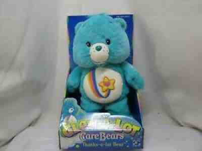 2004 CARE BEARS Thanks A Lot Bear GLOW-A-LOT glow plush NOS