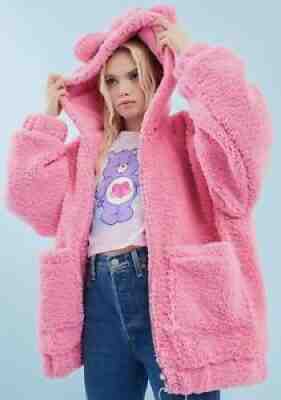 Dollskill X Care Bears Pink Soft Fuzzy Bear Hoodie S