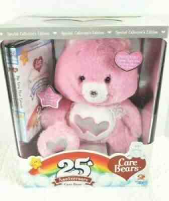 NEW 25th Anniversary Care Bear Swarovski Crystal Eyes Special Edition Pink DVD