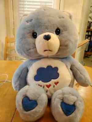 Care Bear Grumpy Plush Doll Stuffed Blue Sad Cloud 2002 VTG Large Toy 24