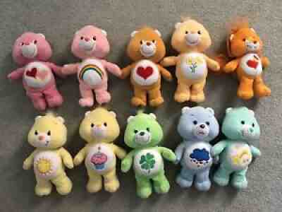 Care Bears Plush Stuffed Beanie 2002 Play Along Toys 8â? RARE Lot Of 10