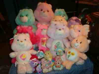MOSTLY VINTAGE CARE BEARS LOT BEDTIME SHARE BEAR PLUS 2 KEY CHAINS 2 ORNAMENTS