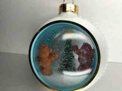 Vintage 1984 Care Bear Christmas Ornament Snow Globe AGC Hearts Christmas Tree