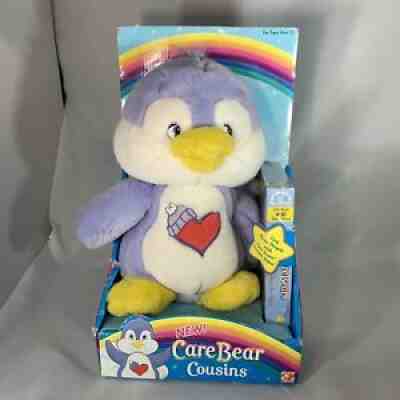 2004 Play Along Care Bears Plush Cousin Cozy Heart Penguin w/vhs new in box