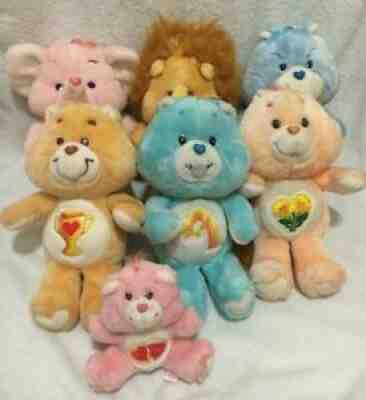 Vintage Care Bears & Cousins Plush Lot Of 7 Toys Grumpy Champ Braveheart Lion