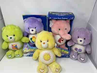 Lot Of 5 Care Bears Glow A Lot Bedtime Bear Plush Glow In Dark Collectible.