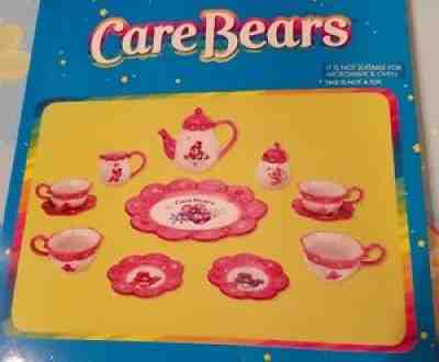 Rare Care Bears Tea Set Brass Key Keepsakes 12 Pc Set w/ Cups, Saucers, Platter