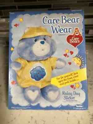 2 New Vintage Care Bear Wear Collection Rainy Day Slickers with Hats Kenner 1985