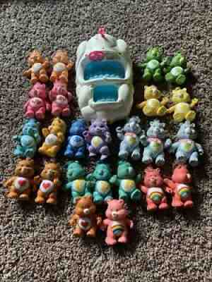 Vintage 1984 Care Bears PVC Poseable Figures Lot Of 24 With Cloud Car