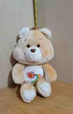 Vintage Care Bear Orange Cream Love Bear Rainbow Sun Smiley RARE 14â? Plush Teddy