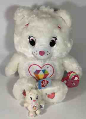 NWT Care Bears Sparkle Heart Bear 22â? Large Plush & Keychain Japan Exclusives