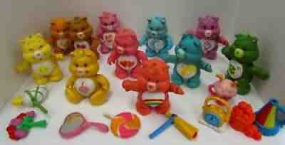 Vintage Care Bears Poseable Figures Lot of 11 With Accessories 1980s Kenner