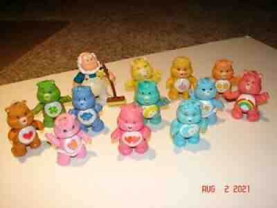 Lot of 13 Vintage 1980's CARE BEARS 3 1/2" Poseable FIGURES W/ CLOUD KEEPER Rare