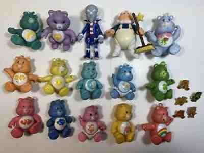 Vintage 1983 Care Bears Figures Lot Of 15 Cousins Cold Heart Cloud Keeper W Pins