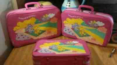 Vintage Carebears 3in1 Setting Sail For Grandma's Suitcases pink 1986 rare vg 