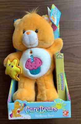 New In Box 2003 Care Bear Birthday Bear Plush 12â? W/ Sealed VHS & Tags