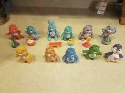 Vintage Care Bears Poseable Figures Lot of 11 With Accessories 80's Champ Grumpy