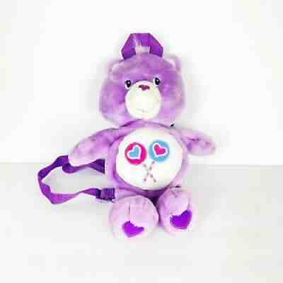 Care Bears Share Bear Mini Plush Backpack 14in 2004 Purple Lollipop - RARE