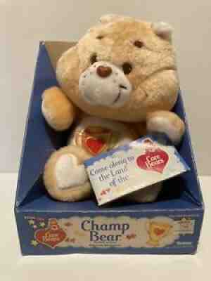 Vintage 1983 Care Bears CHAMP BEAR Rare W/Box Attached-New