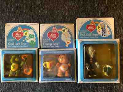 Lot Of 3 Vintage 1980s Kenner Care Bear Posable Figures In Boxes