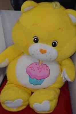 Vintage Birthday Care Bear Large Yellow Plush 2002 Stuffed Animal Toy 32
