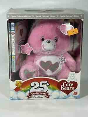 NIB Care Bears 25th Anniversary Love A Lot Swarovski Crystal Eyes W/DVD Pink