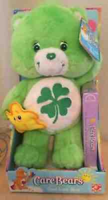 RARE Care Bears Good Luck Bear With Star Buddy And VHS-New with Tags