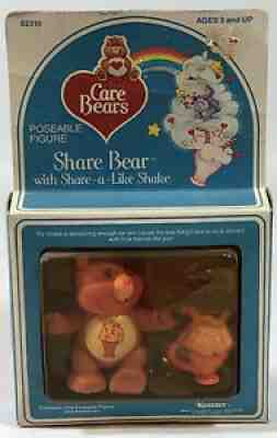 NIB Care Bears Vintage Posable Share Bear W/ Milkshake Accessory