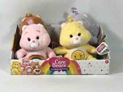 NWT Care Bears Share, Funshine,Cheer Tenderheart 35th Anniversary In Display Box