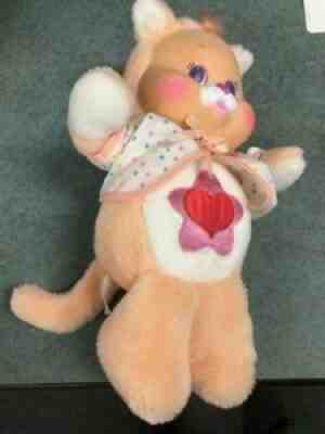 Vintage 1986 Kenner Care Bear Cousin Proud Heart Cat Cub Flocked Orange RARE!