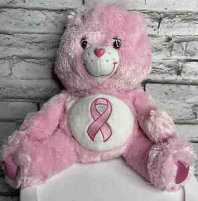 Care Bears PINK POWER Breast Cancer Research Plush 2008 Ribbon Silver heart 12â?