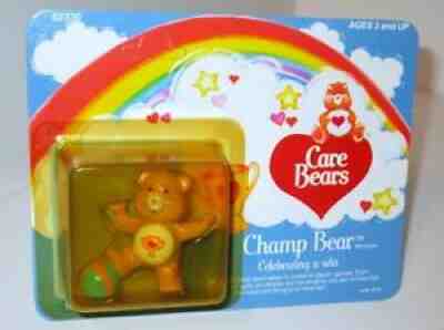 Vintage 1985 Kenner Care Bears Champ Bear Miniature Figure Sealed on Card MOC