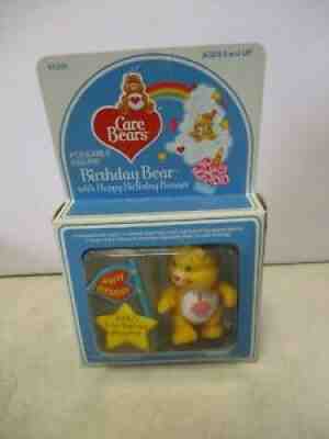 1984 Care Bears Poseable Figure Birthday Bear with Happy Birthday Banner