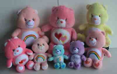 Care Bears Beanies Plush Mixed Lot of 8 Cheer Funshine Bedtime Share Love-a-Lot