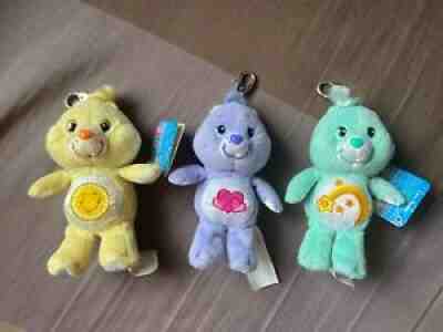 RARE Lot of 3 Dazzle Bright Clip on / Keychain Care Bears Funshine Harmony and W