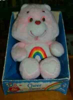 Rare w/Box Vintage Cheer Bear Care Bears 1984 Stuffed Plush CUTE Kenner