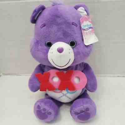Care Bears SHARE BEAR XOXO Plush Valentine Purple Gift Tag Heart NEW