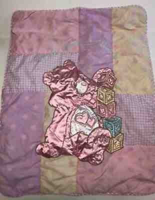 Care Bears ONCE UPON A TIME Crib Comforter Patchwork Quilt Baby Blanket 32x41