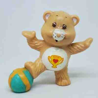 Vintage Care Bears Champ Bear with Ball PVC Figure 1985 Miniature Mini Trophy