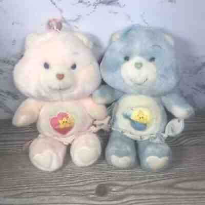 Set of 2 Vintage 1983 Kenner 11â? Care Bears Plush - Baby Hugs & Tugs w/ Diapers