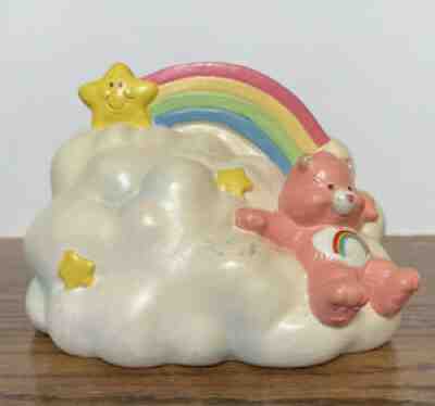 RARE Vintage 1985 Cheer Bear Care Bears Rainbow Over A Cloud Ceramic Bank