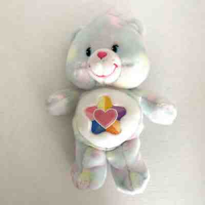 Rainbow Pastel True Heart Care Bears Tie Dye Plush RARE Talking 2004 WORKS