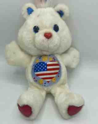 Care Bear Kenner Plush Proud Heart Enviromental 12 inch American Flag Vtg 1991