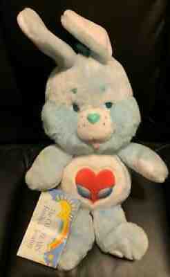 Vintage 1984 Care Bears Cousins Swift Heart Blue Bunny Rabbit Plush NEW w/ Tag