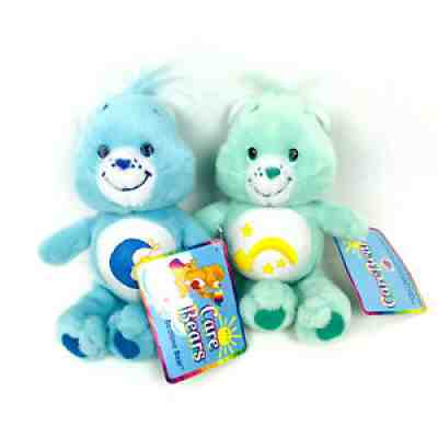 Care Bears 2003 Bedtime And Wish Bear 7â? Nanco Animal Plush Lot Of 2 ~ NWT