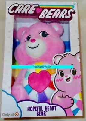 Care Bears TARGET Exclusive HOPEFUL HEART BEAR Plush RAINBOW Pink 2021 NEW 14