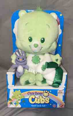 Care Bears Cubs Baby Good Luck Bear Plush Stuffed Green Shamrock Hearts 10