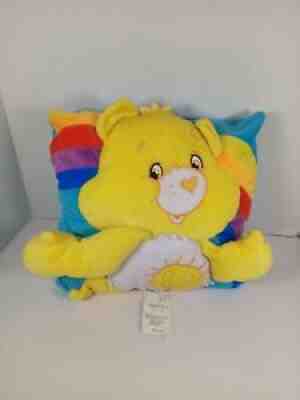 Care Bears Throw Pillow 13â? X 13â? Sunshine Bear Rainbow 2004 RARE *Clean!