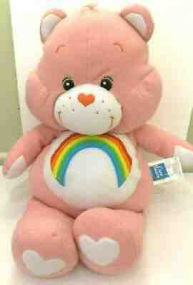 Large 30â? Care Bears CHEER BEAR Cuddle Pillow 2002 Plush Stuffed Fleece Pink